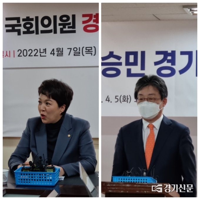 김은혜 의원과 유승민 전 의원이 각각 지난 7일, 5일 국민의힘 경기도당에서 기자간담회를 하고있다. (사진=허수빈 기자)