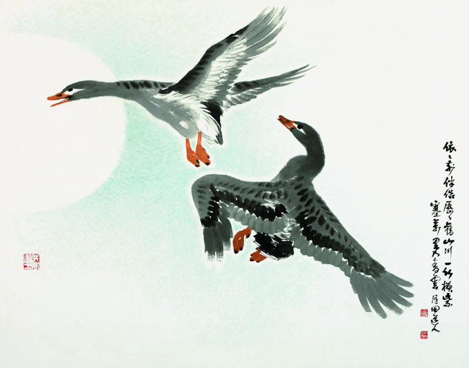 월전 장우성 ‘비상 飛翔 Soar’ 연도미상, 종이에 수묵채색, 66×84cm, 이천시립월전미술관. (사진=이천시립월전미술관 제공)