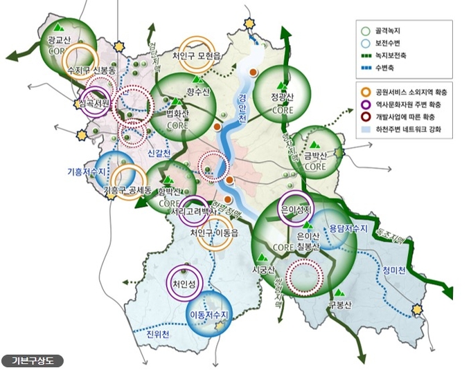 용인의 공원녹지 미래 모습과 중장기적 계획을 담은 '2035 공원녹지기본계획 기본구상도'. (제공=용인시)