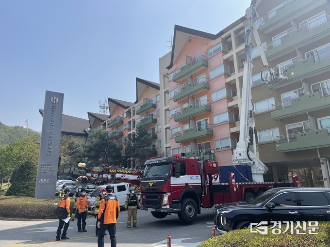 포천소방서가 한화리조트 산정호수 안시에서 현지 적응 훈련을 하고 있다. (사진=포천소방서 제공)