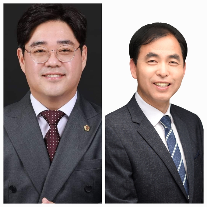 (왼쪽) 김우석 경기도의원, (오른쪽) 이원웅 경기도의원이 공천을 받았다. (사진=문석완 기자)