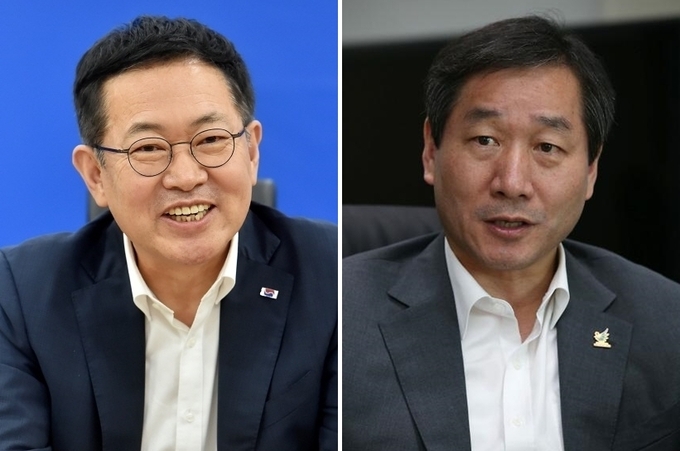 더불어민주당 박남춘 인천시장(왼쪽)과 국민의힘 유정복 전 인천시장. ( 사진 = 경기신문DB )