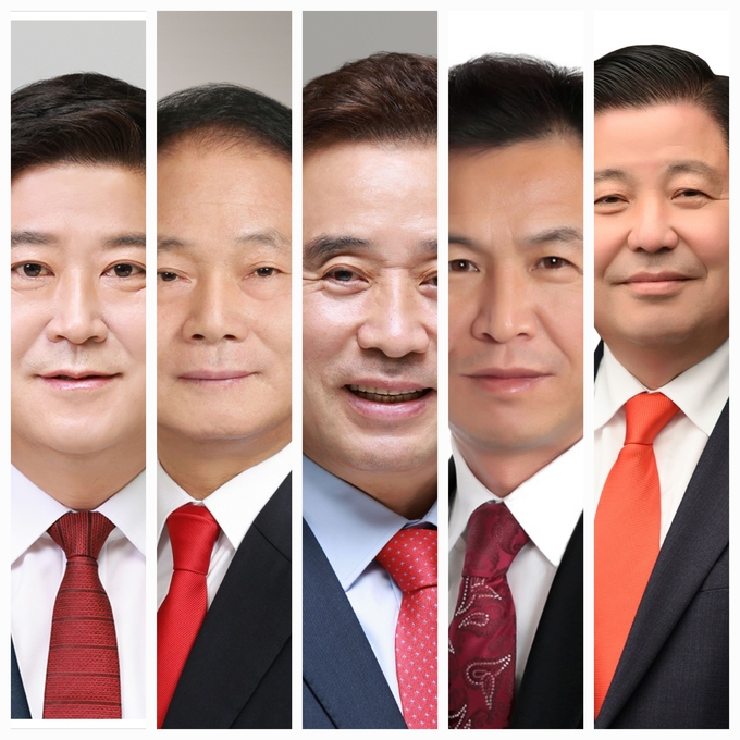 왼쪽부터 김창균, 박창수, 백영현, 이원석, 이중효 후보. (사진=본인들 제공)