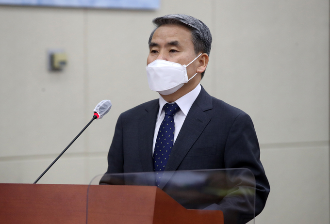 이종섭 국방부 장관 후보자가 4일 오전 국회에서 열린 인사청문회에서 모두발언하고 있다. (사진=국회사진기자단/연합뉴스)