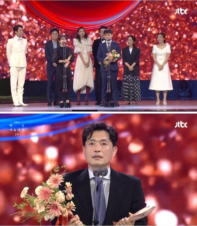 위에서부터 '오징어 게임'팀, 류승완 감독. (사진=JTBC 방송화면 캡처)