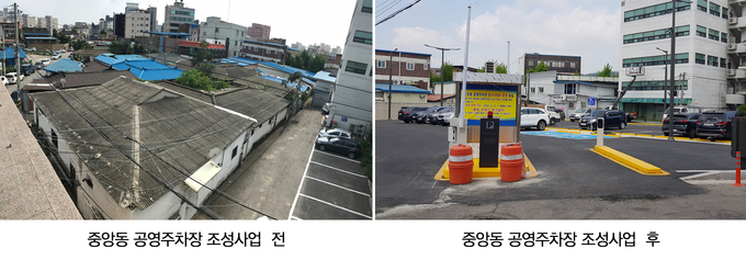 중앙동 공영주차장 조성사업이 완료되어 시민들에게 무료로 개방되었다. (사진=동두천시 제공)