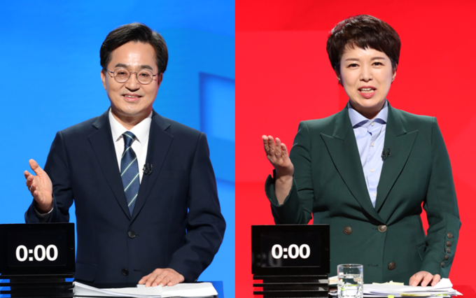 6·1 지방선거를 20여 일 앞두고 김동연 더불어민주당, 김은혜 국민의힘 경기지사 후보가 첫 토론회에서 치열하게 맞붙었다. (사진=경기언론인클럽 제공)