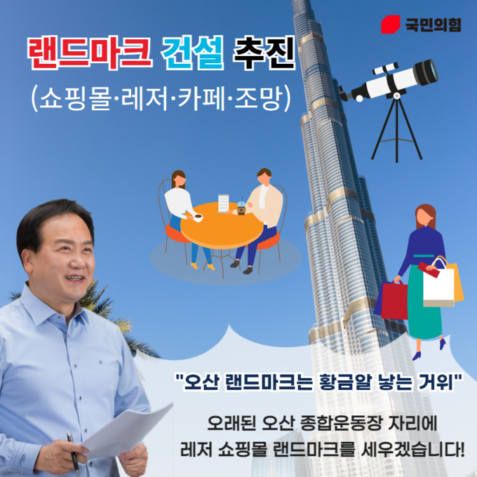 국민의힘 이권재 오산시장 후보가 지난 9일 선거사무실에서 ‘오산 랜드마크’에 대한 설명회를 개최했다.(사진=국민의힘 이권재 오산시장 후보 사무실 제공)