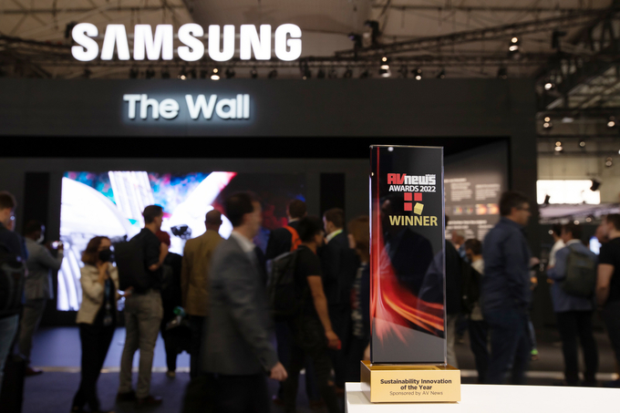 삼성전자는 ISE 2022 기간 유럽 AV전문 매체 AV News가 수여하는 '올해의 지속 가능 혁신(Sustainability Innovation) 기업'으로 선정됐다. (사진=삼성전자 제공)