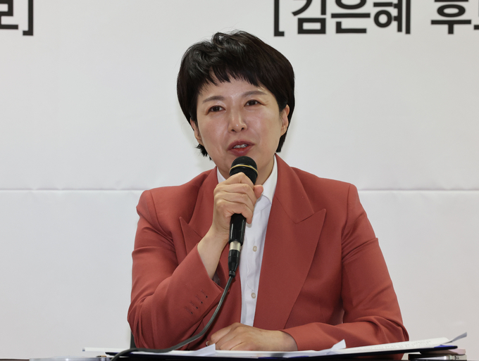 국민의힘 김은혜 경기도지사 후보는 16일 서울 프레스센터에서 열린 서울-경기 상생발전 정책협약 체결식에서 정책을 발표하고 있다. (사진=연합뉴스 제공)