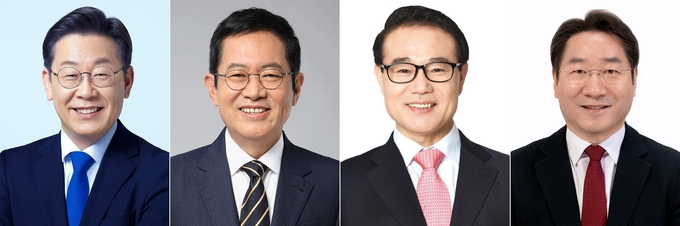 왼쪽부터 더불어민주당 이재명 계양을 보궐선거, 박남춘 인천시장 후보, 국민의힘 윤형선 계양을, 유정복 인천시장 후보.( 사진 = 경기신문DB )