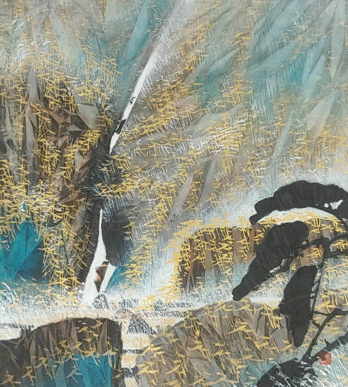靑湖山水, 화선지에 수묵채색, 32x35, 2022. (사진=수원미술협회 제공)