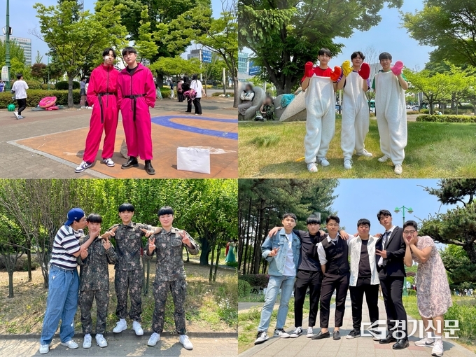 19일 졸업앨범 컨셉 사진을 촬영한 화홍고 3학년 학생들. (사진=강현수 기자)