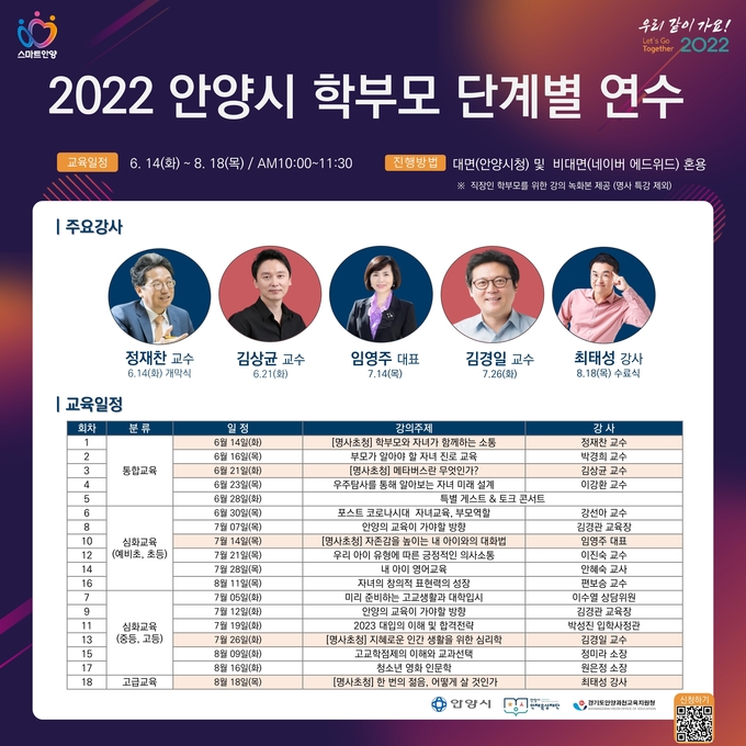 안양시인재육성재단의 지역 학부모 대상 연수 홍보포스터.(사진=안양시인재육성재단 제공)
