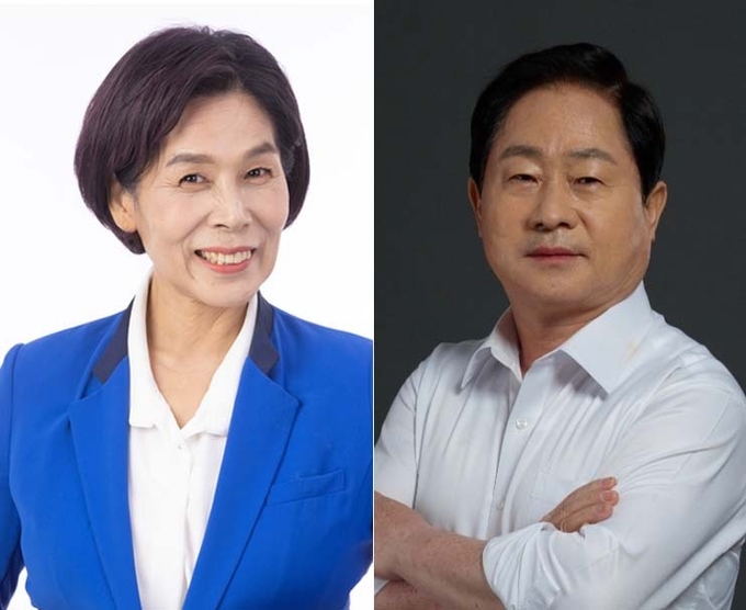 왼쪽부터 최민희 더불어민주당 후보와 주광덕 국민의힘 후보.(사진=최민희·주광덕 후보 캠프 제공)