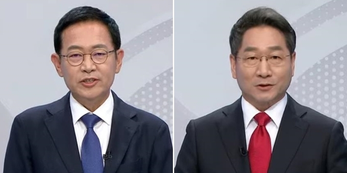 왼쪽부터 박남춘 더불어민주당, 유정복 국민의힘 인천시장 후보.( 사진 = 유튜브 화면 갈무리 )