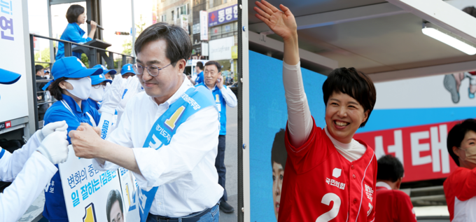 제8회 전국동시지방선거의 최대 격전지로 꼽히는 경기지사 선거에서 김동연 더불어민주당 후보와 김은혜 국민의힘 후보는 마지막 여론조사까지 오차범위 내에서 치열한 접전을 펼친 것으로 나타났다. 이는 실제 현장에서 반영된 경기도 지역 민심과도 일치했다. (사진=각 후보 캠프 제공)