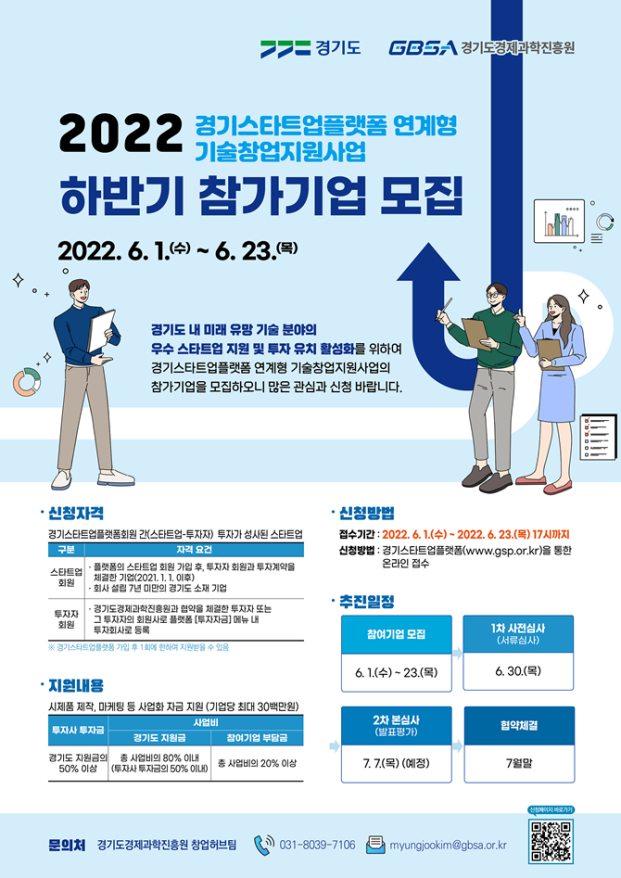 2022 경기스타트업플랫폼 연계형 기술창업지원사업 포스터 (사진=경기도 제공)