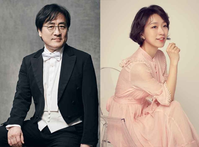 장윤성 부천필 상임지휘자(왼쪽), 피아니스트 이효주. (사진=부천필 제공)
