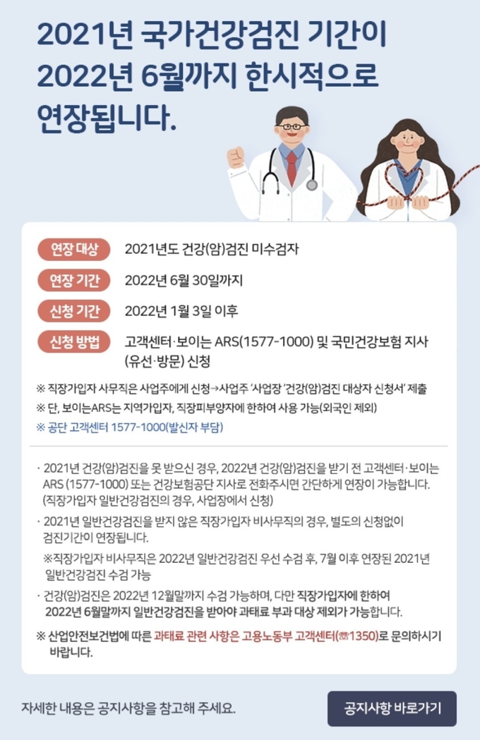 2021년 국가건강검진 홍보 및 안내문. (사진=국민건강보험공단)