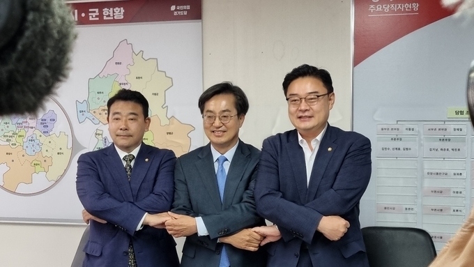 김동연 더불어민주당 경기도지사 당선인은 지난 7일 국민의힘 경기도당을 방문해 김성원 도당 위원장과 회담을 진행했다. (사진=허수빈 기자)