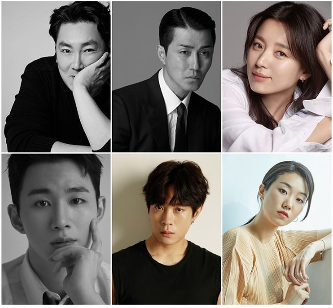 왼쪽 위부터 시계 방향으로 배우 조진웅, 차승원, 한효주, 이주영, 김동영, 오승훈. (사진=사람엔터테인먼트/YG엔터테인먼트/BH엔터테인먼트/저스트엔터테인먼트/호두앤유엔터테인먼트 등 각 소속사 제공)