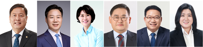 9대 성남시의회 더불어민주당협의회 대표단. (사진 왼쪽부터)조정식 대표, 이준배 부대표, 서은경 정책위원장, 이군수 간사, 박기범·윤혜선 대변인. (사진=경기신문 DB)