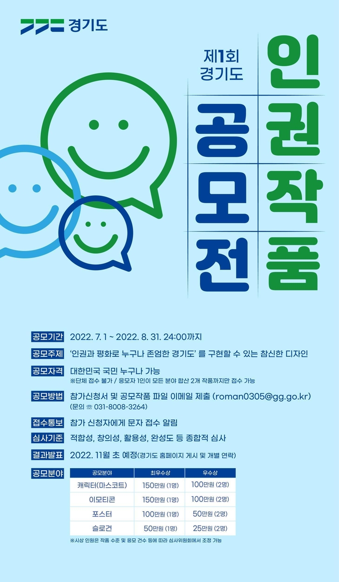 제1회 경기도 인권작품 공모전 포스터. (사진=경기도 제공)