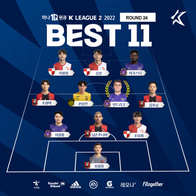 하나원큐 K리그2 2022 24라운드 베스트11. (사진=한국프로축구연맹 제공)