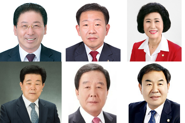 왼쪽 위부터 강후공, 박승한, 유옥분, 이의명, 배상록, 오용환.