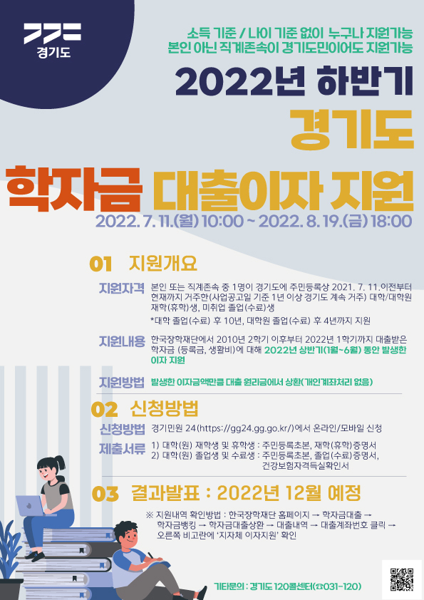 2022년 하반기 경기도 학자금 대출이자 지원 안내 포스터. (사진=경기도 제공)
