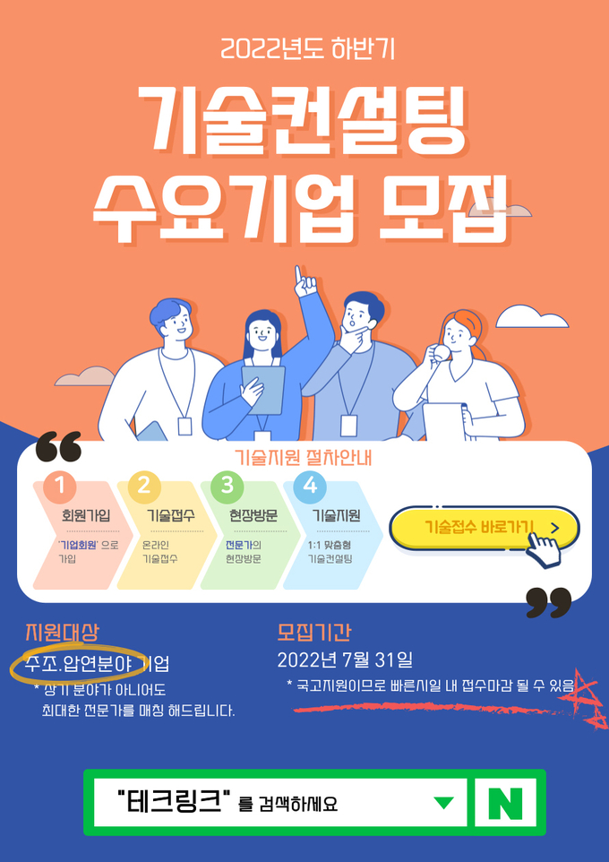 2022년도 하반기 기술컴설팅 수요기업 모집 포스터. ( 사진 = 인하대 제공 )