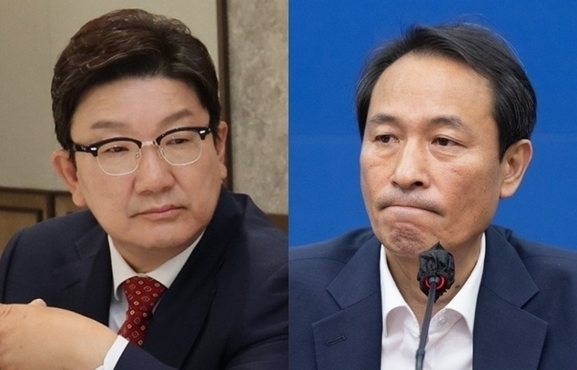 국민의힘 권성동 당 대표 직무대행 겸 원내대표(왼쪽)과 우상호 더불어민주당 비상대책위원장. (자료사진)