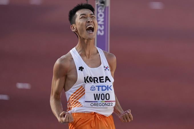 포효하는 우상혁. (사진=연합뉴스 제공)