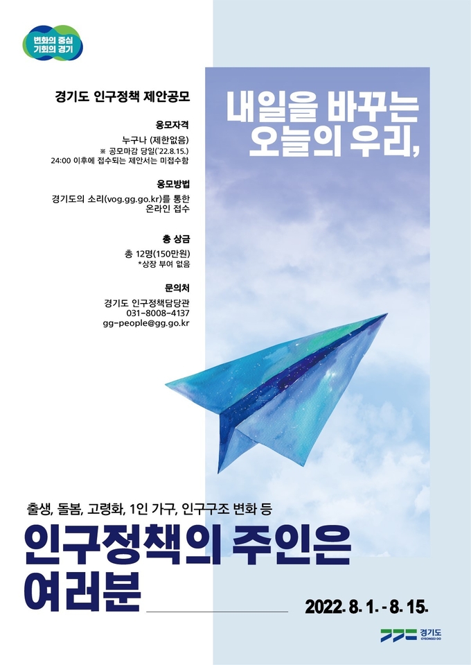 경기도 인구정책 제안 공모 포스터. (사진=경기도 제공)