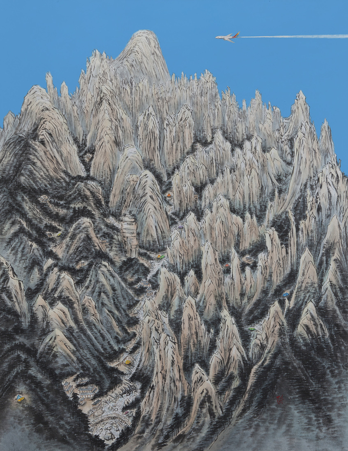 김호민, 캠핑희망도-금강산, 2016, 91x116.8cm. (사진=성남문화재단 제공)