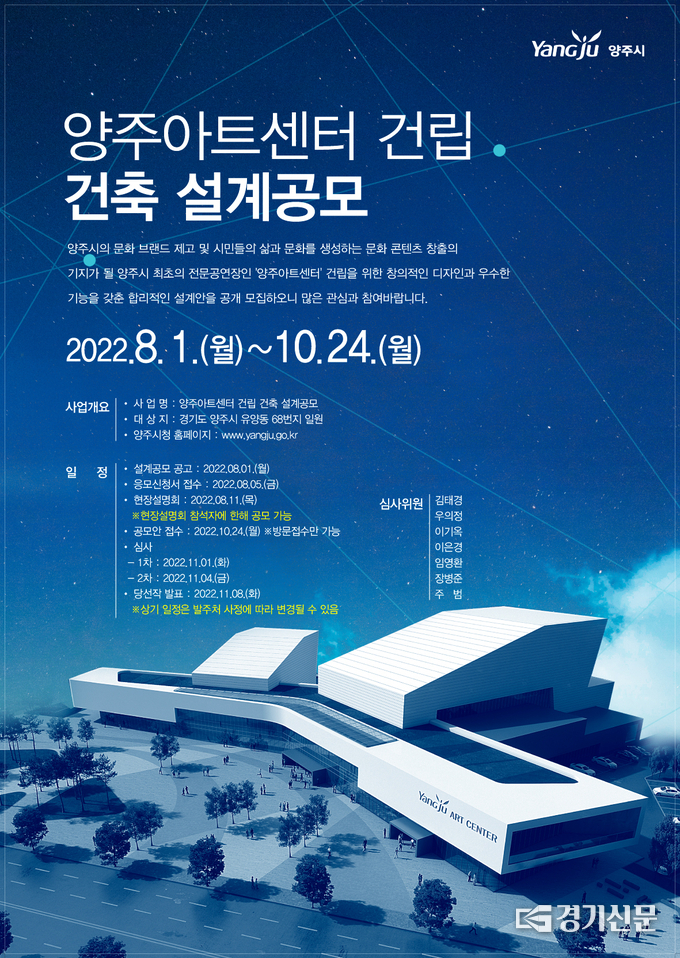 양주시가 유양동에 2026년 건립되는 양주아트센터 건축 설계를 공모한다.(사진=양주시 제공)