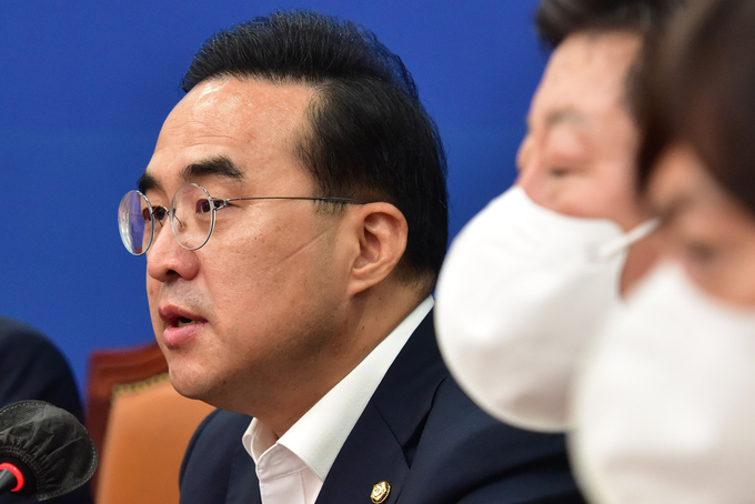 더불어민주당 박홍근 원내대표가 12일 오전 국회에서 열린 비상대책위원회의에서 발언하고 있다. (사진=국회사진기자단/연합뉴스)