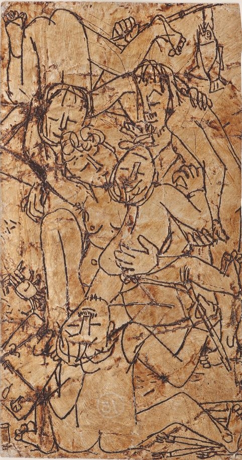 '가족을 그리는 화가', 1950년대 전반, 은지에 새김, 유채, 15.2×8㎝. 국립현대미술관 이건희컬렉션. (사진=국립현대미술관 제공)