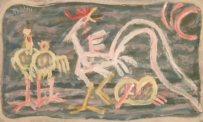 닭과 병아리, 1950년대 전반, 종이에 유채, 30.5×51㎝. 국립현대미술관 이건희컬렉션. (사진=국립현대미술관 제공)