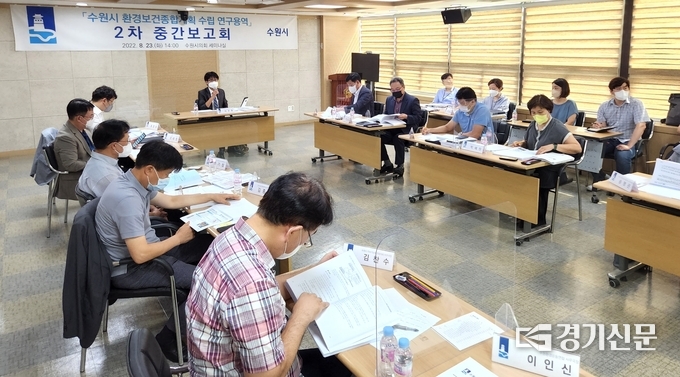 수원시가 23일 수원시의회 세미나실에서 ‘수원시 환경보건 종합계획 수립 연구용역’ 2차 중간보고회를 열었다. (사진=수원시 제공)
