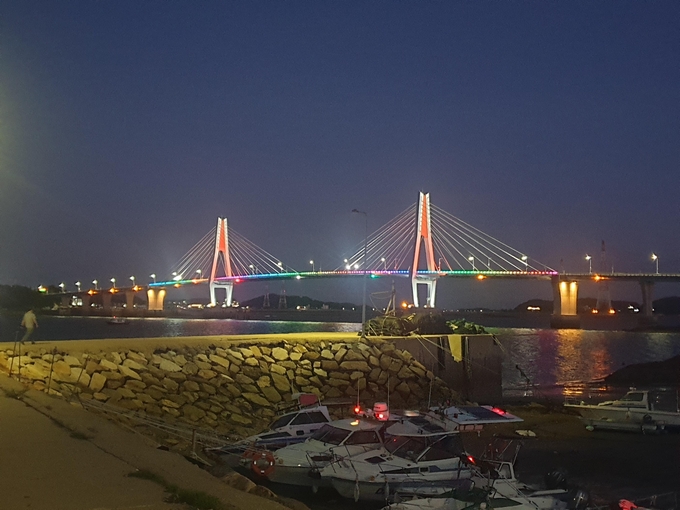 지난 23일 경관조명 개선사업을 마친 영흥대교 모습. ( 사진 = 옹진군 제공 )