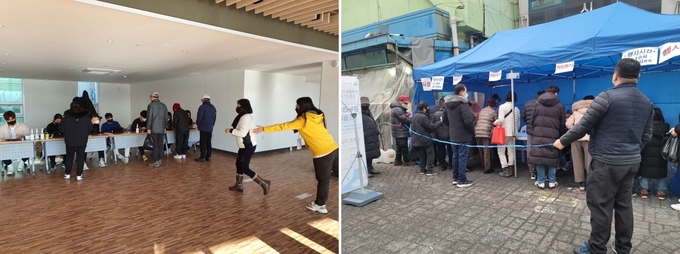 지난 설 진행됐던 소래포구 전통어시장(왼쪽)과 연안부두 인천종합어시장(오른쪽) 행사 모습. ( 사진 = 인천시 제공 ) 