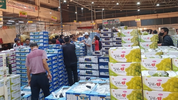 추석을 앞둔 삼산농산물도매시장 모습. ( 사진 = 인천시 제공 ) 