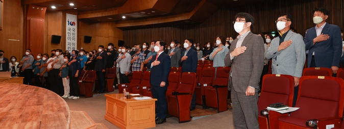 주광덕 남양주시장의 취임 후 첫 월례조회(사진=남양주시 제공)