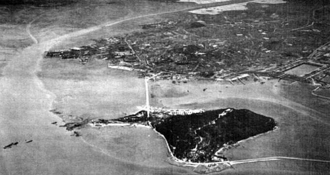 1950년 9월 월미도 항공촬영. ( 사진 = 인천상륙작전기념관 제공 ) 