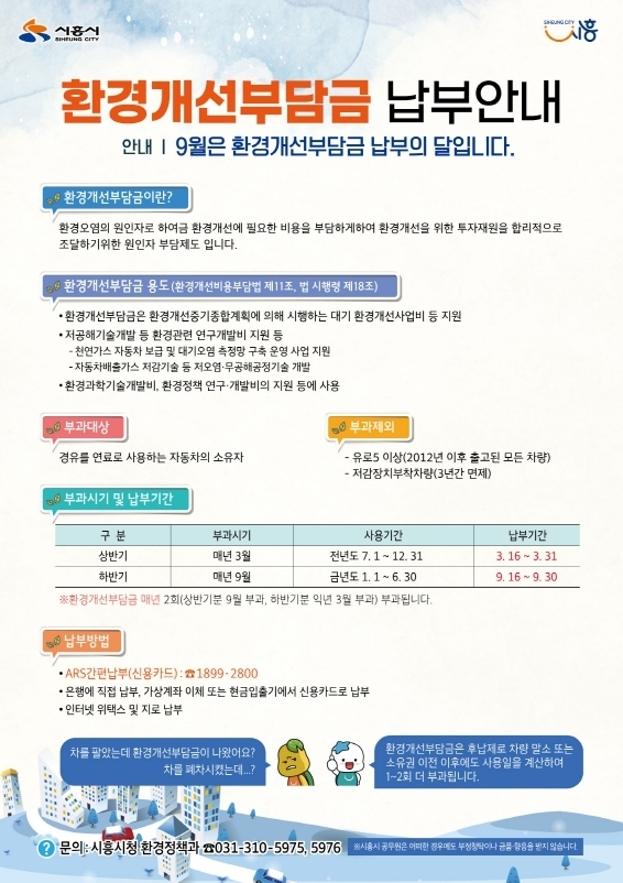 시흥시, 경유차 1만5천대에 하반기 환경개선부담금 부과 포스터.(사진=시흥시 제공)