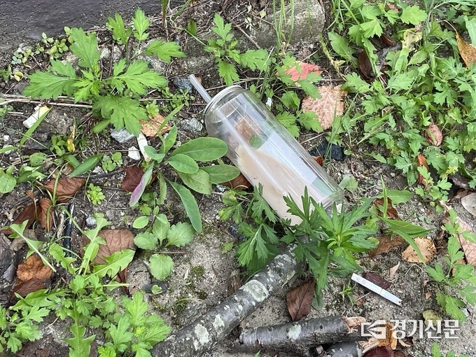 바닥에 버려진 쓰레기와 담배꽁초들. (사진=강현수 기자)