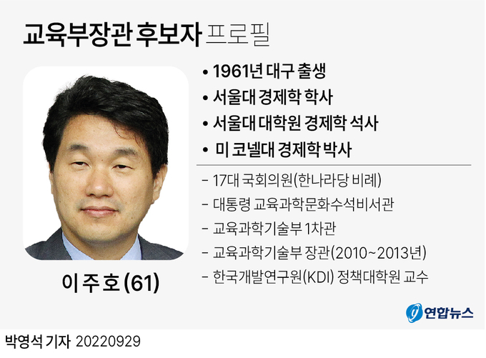  교육부장관 이주호 후보자 프로필. (사진=연합뉴스 제공)
