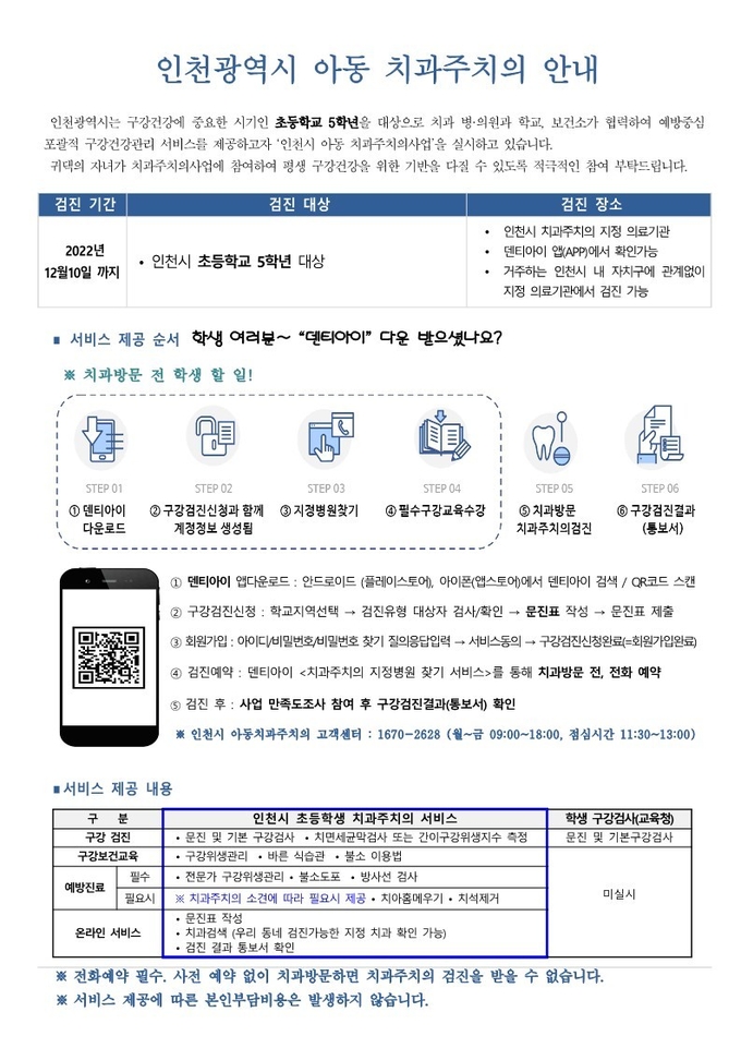 인천시 아동 치과주치의 사업 안내. ( 사진 = 인천시 제공 )